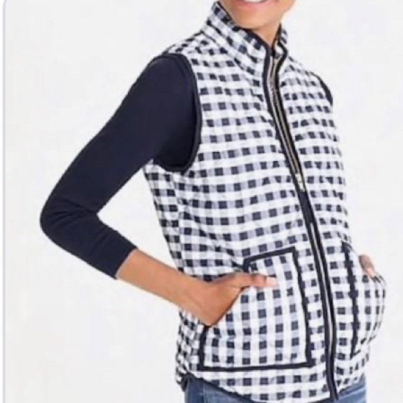 JCrew Mercantile Blue Check Quilted Vest Size XS - Picture 2 of 6